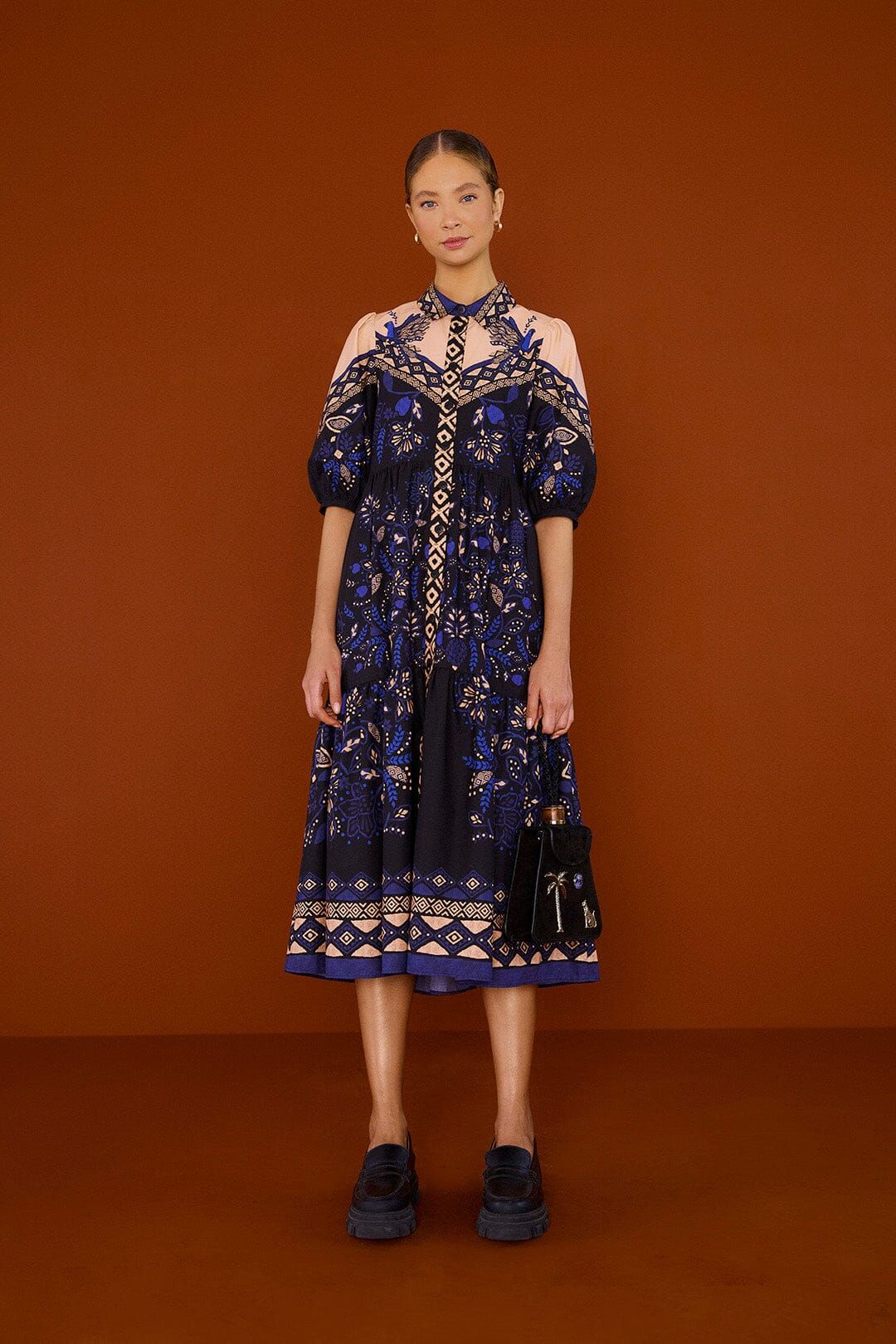 Black Macaw Forest Organic Cotton Midi Dress sold by FARM Rio product image thumbnail 4