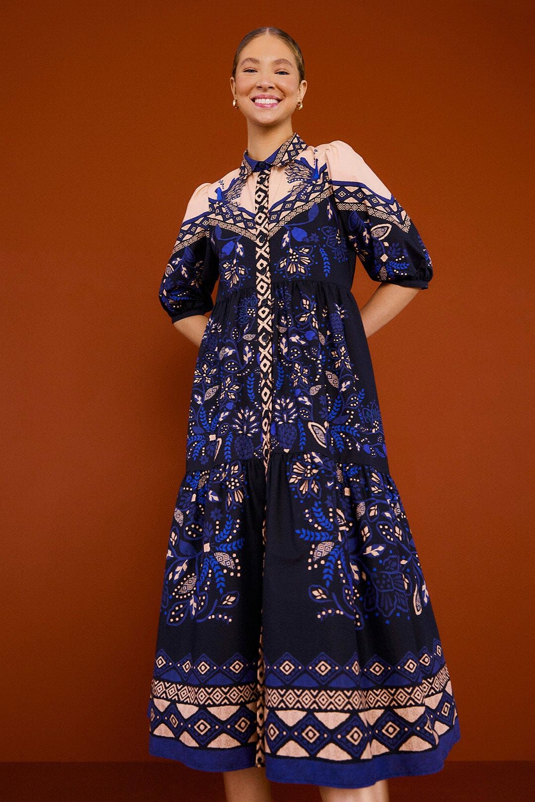 Black Macaw Forest Organic Cotton Midi Dress sold by FARM Rio