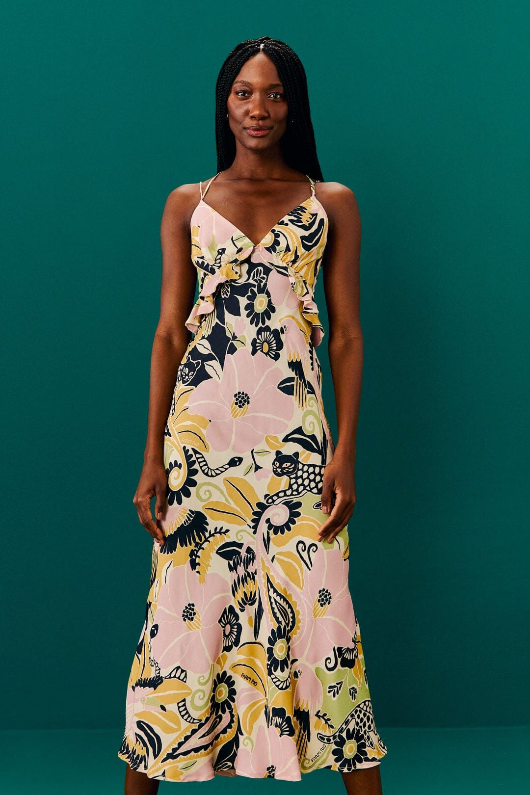 Sand Vintage Forest Lenzing™ Ecovero™ Viscose Midi Dress sold by FARM Rio