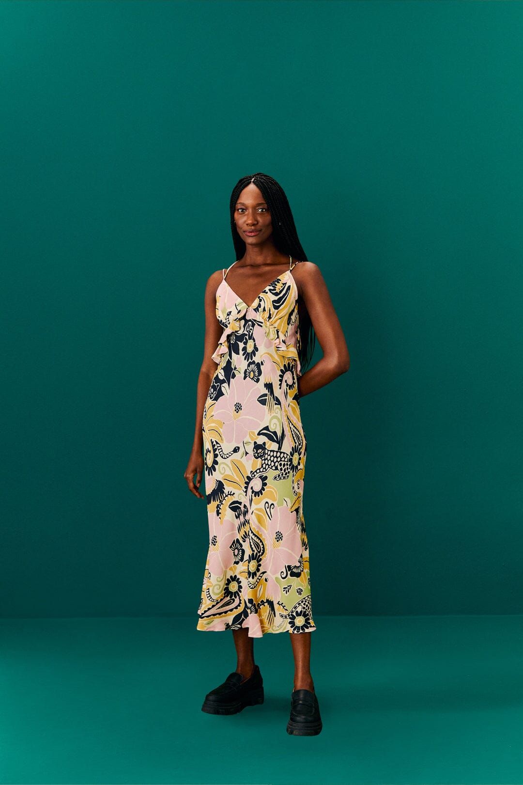 Sand Vintage Forest Lenzing™ Ecovero™ Viscose Midi Dress sold by FARM Rio product image thumbnail 2