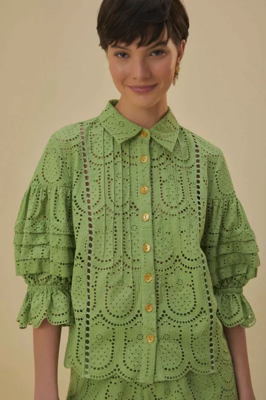 Green Pineapple Eyelet Blouse sold by FARM Rio