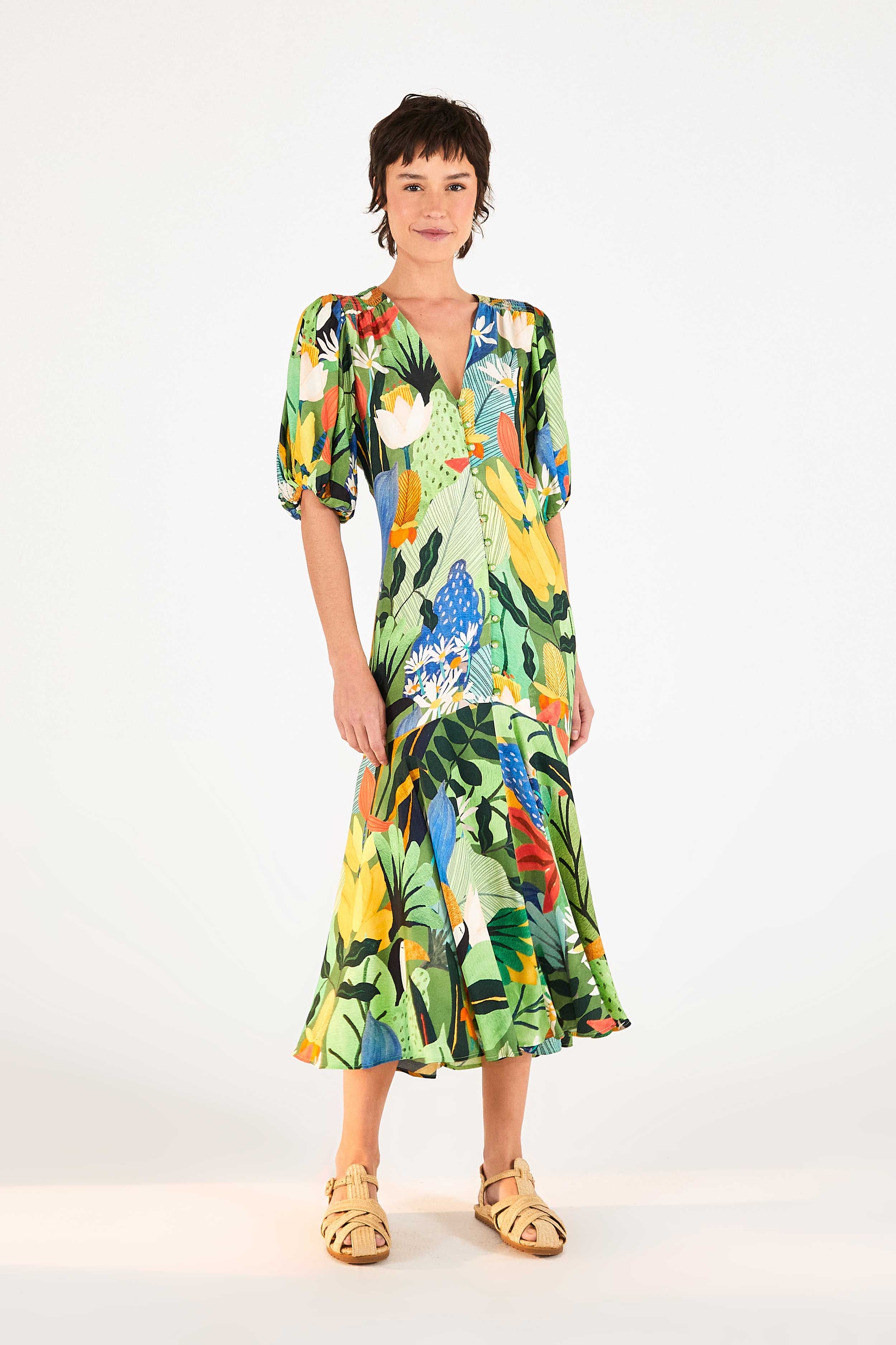Vintage Toucans Button-Down Midi Dress sold by FARM Rio product image thumbnail 2