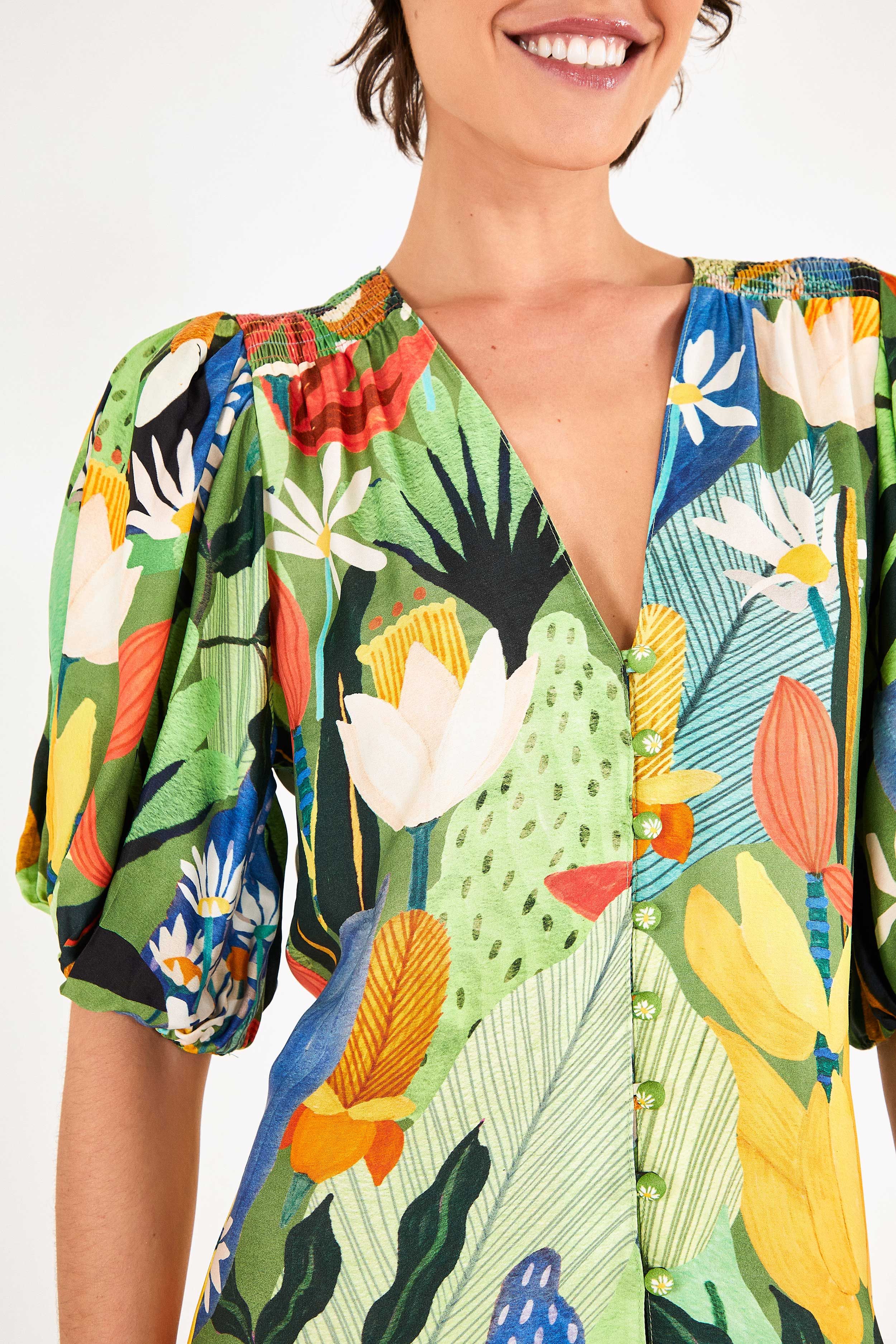 Vintage Toucans Button-Down Midi Dress sold by FARM Rio product image thumbnail 3