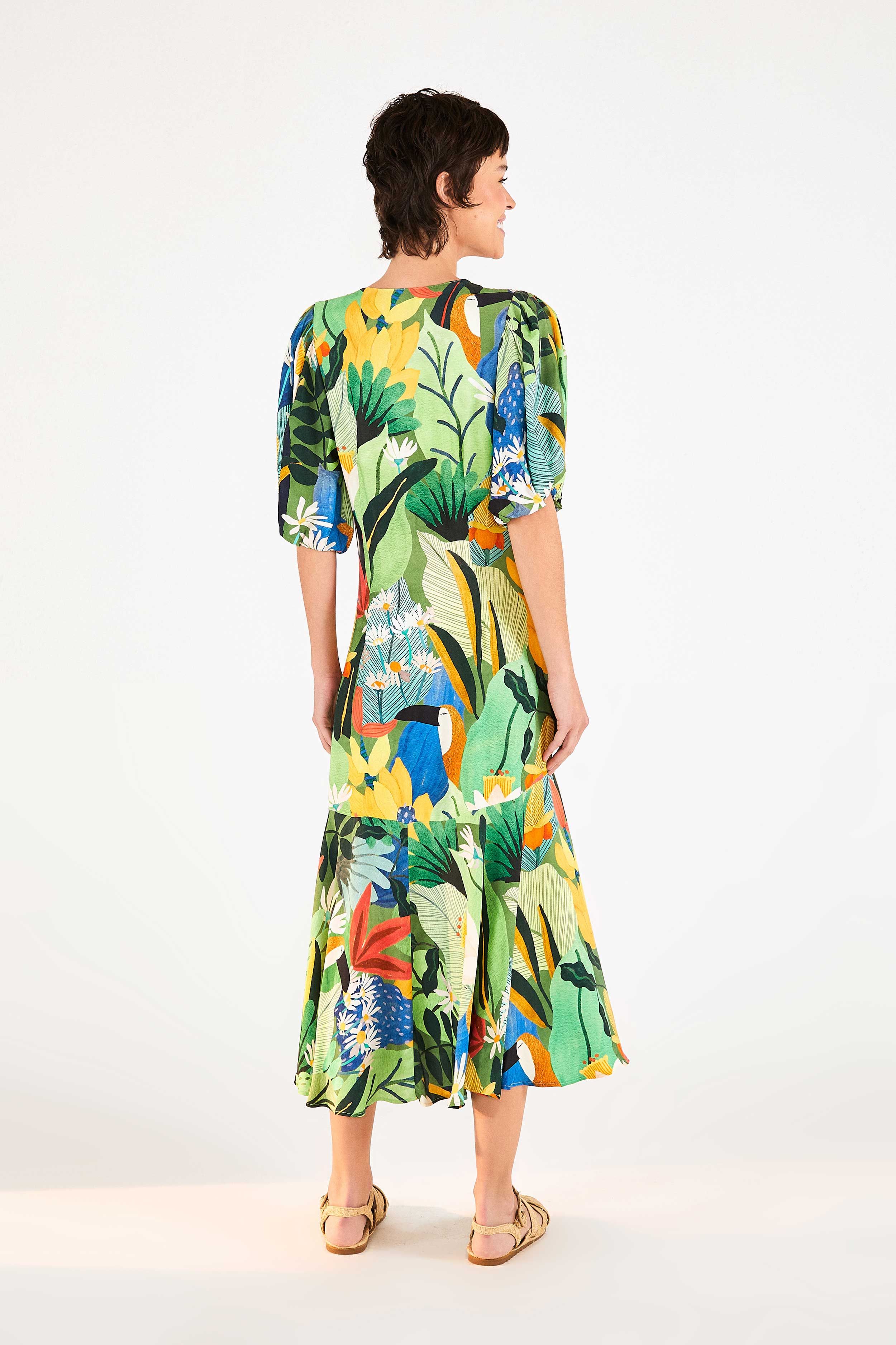 Vintage Toucans Button-Down Midi Dress sold by FARM Rio product image thumbnail 4