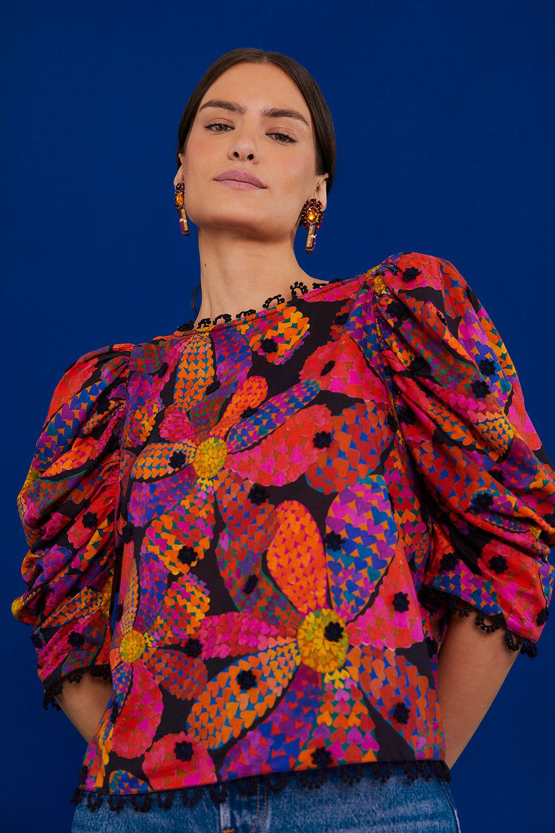 Black Heart Daisy Blouse sold by FARM Rio