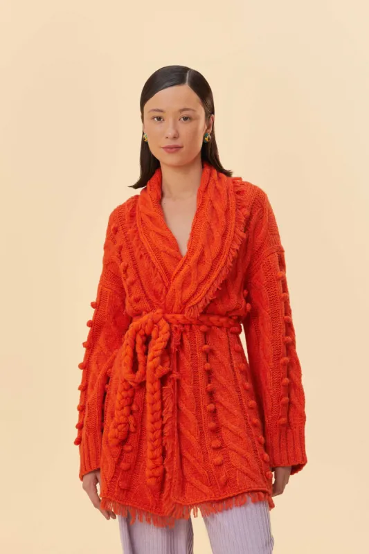 Orange Braided Knit Cardigan sold by FARM Rio