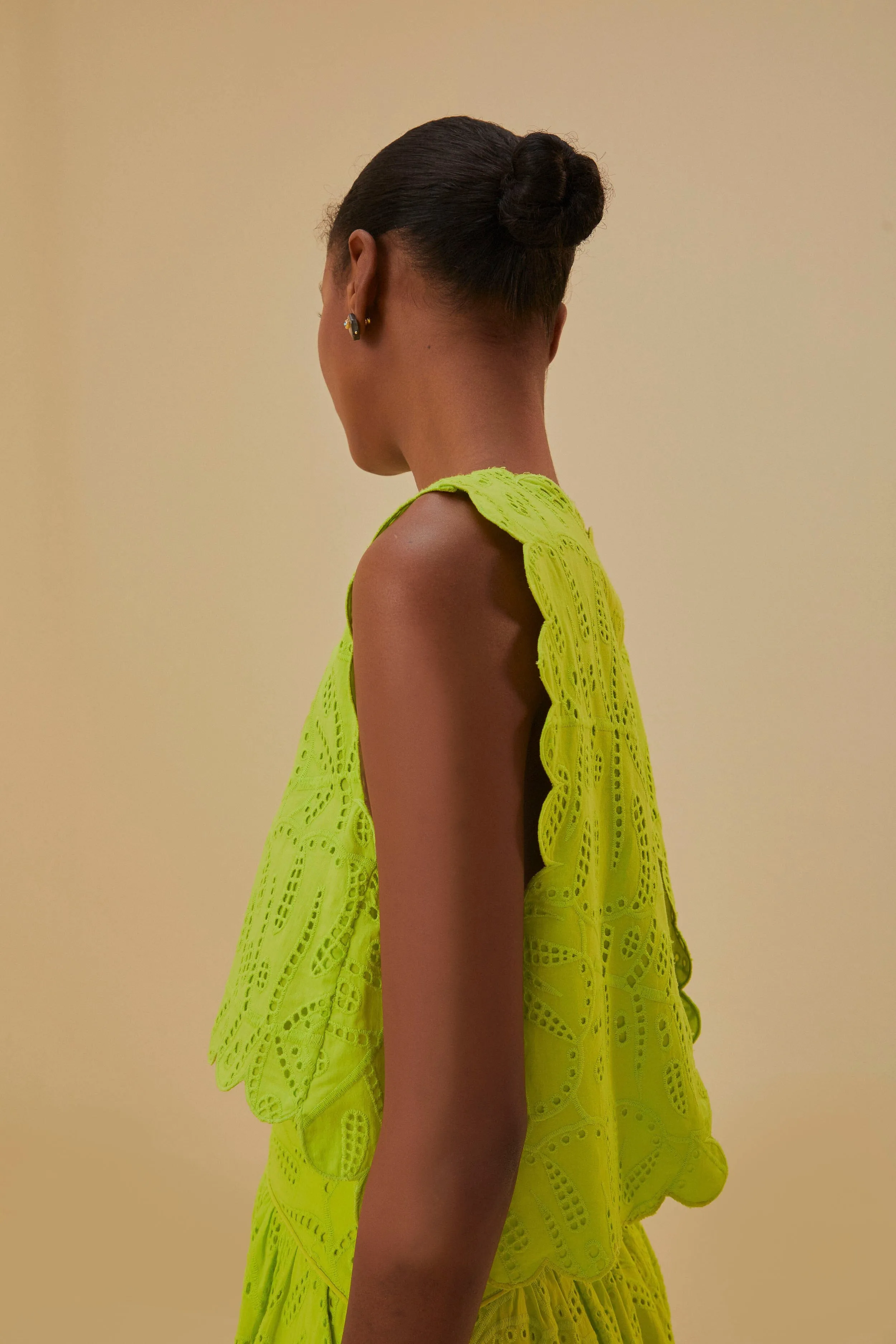 Green Monstera Eyelet Crop Top sold by FARM Rio product image thumbnail 3