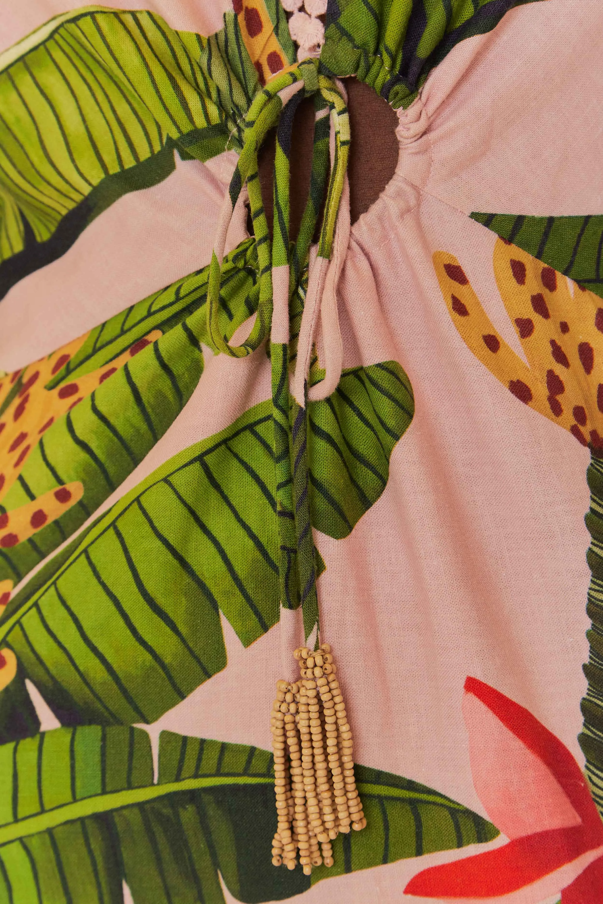 Pink Banana Leaves LENZING™ ECOVERO™ Euroflax™ Maxi Dress sold by FARM Rio product image thumbnail 5