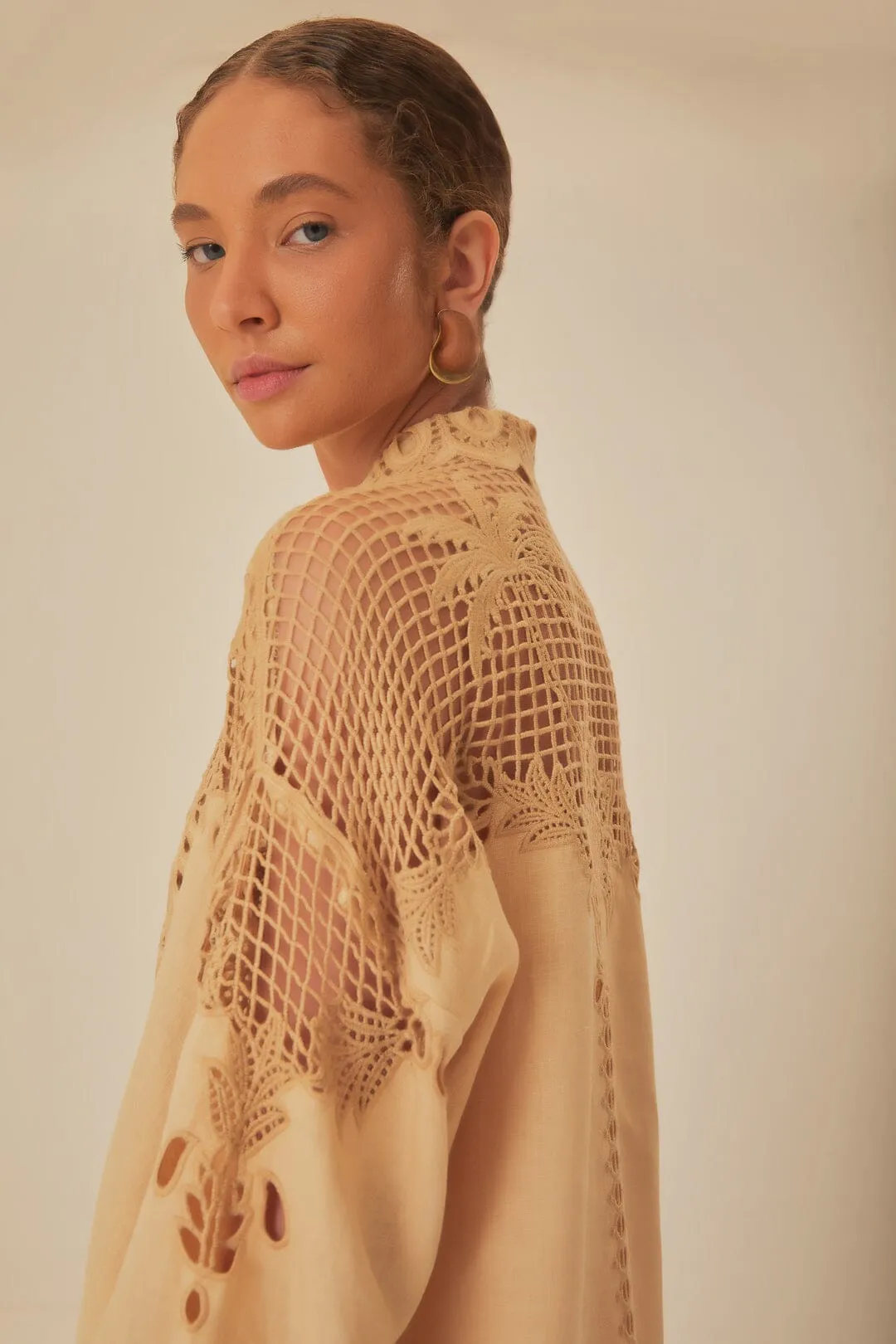 Khaki Palms Richelieu Euroflax™ Premium Linen Shirt sold by FARM Rio product image thumbnail 3