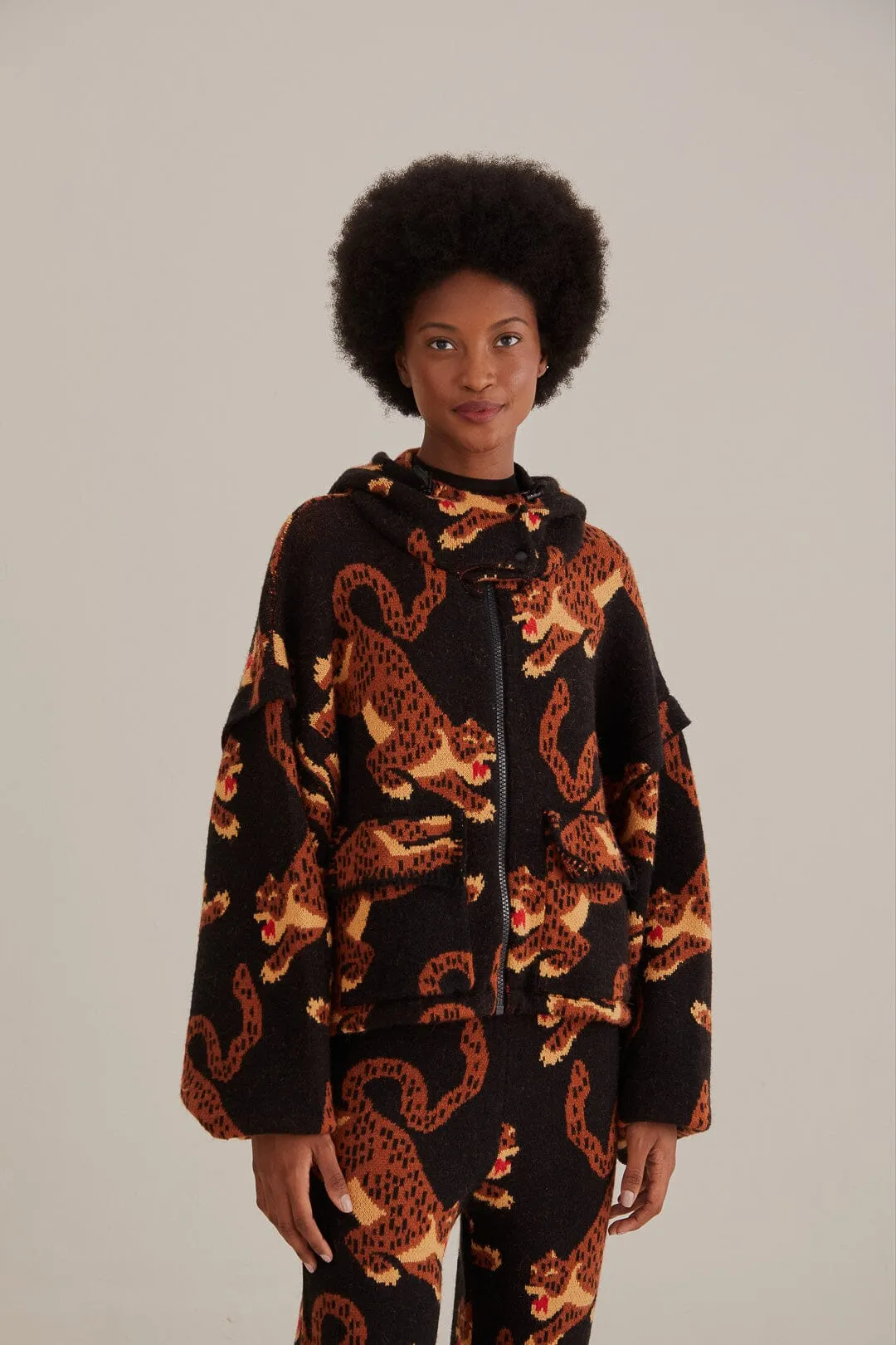 Black Leopards Knit Jacket | Parallel