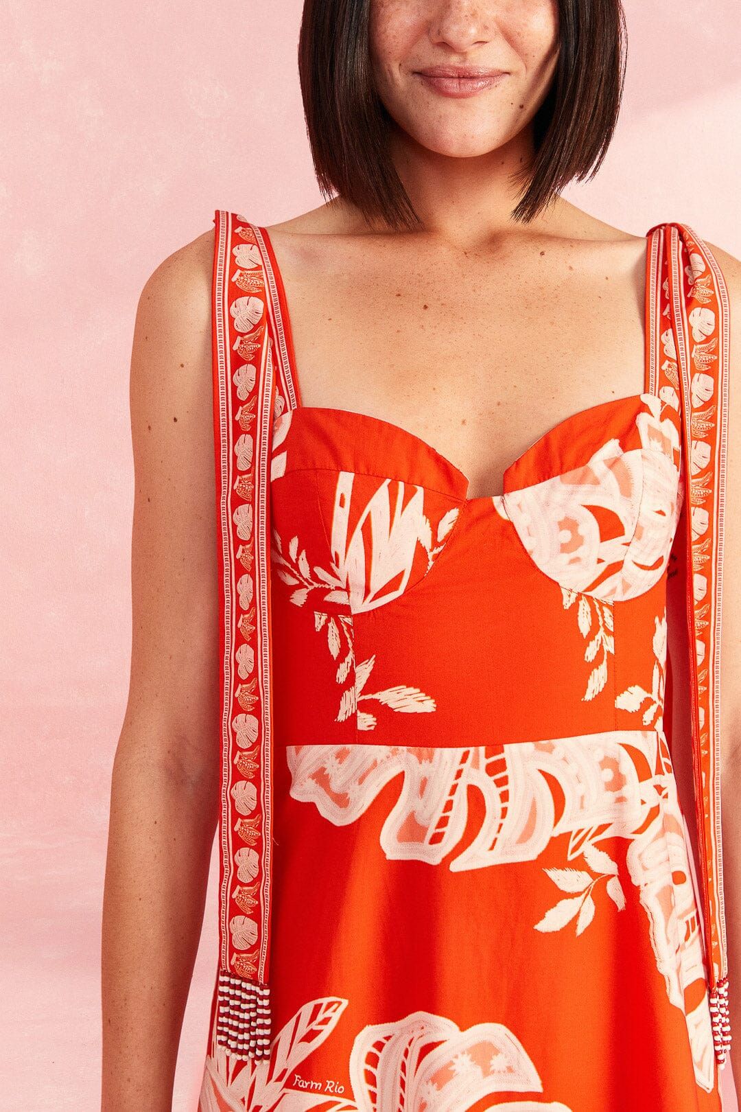 Red Lace Monsteras Midi Dress sold by FARM Rio product image thumbnail 3