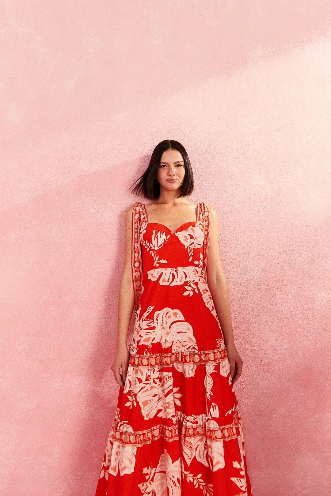 Red Lace Monsteras Midi Dress sold by FARM Rio product image thumbnail 2