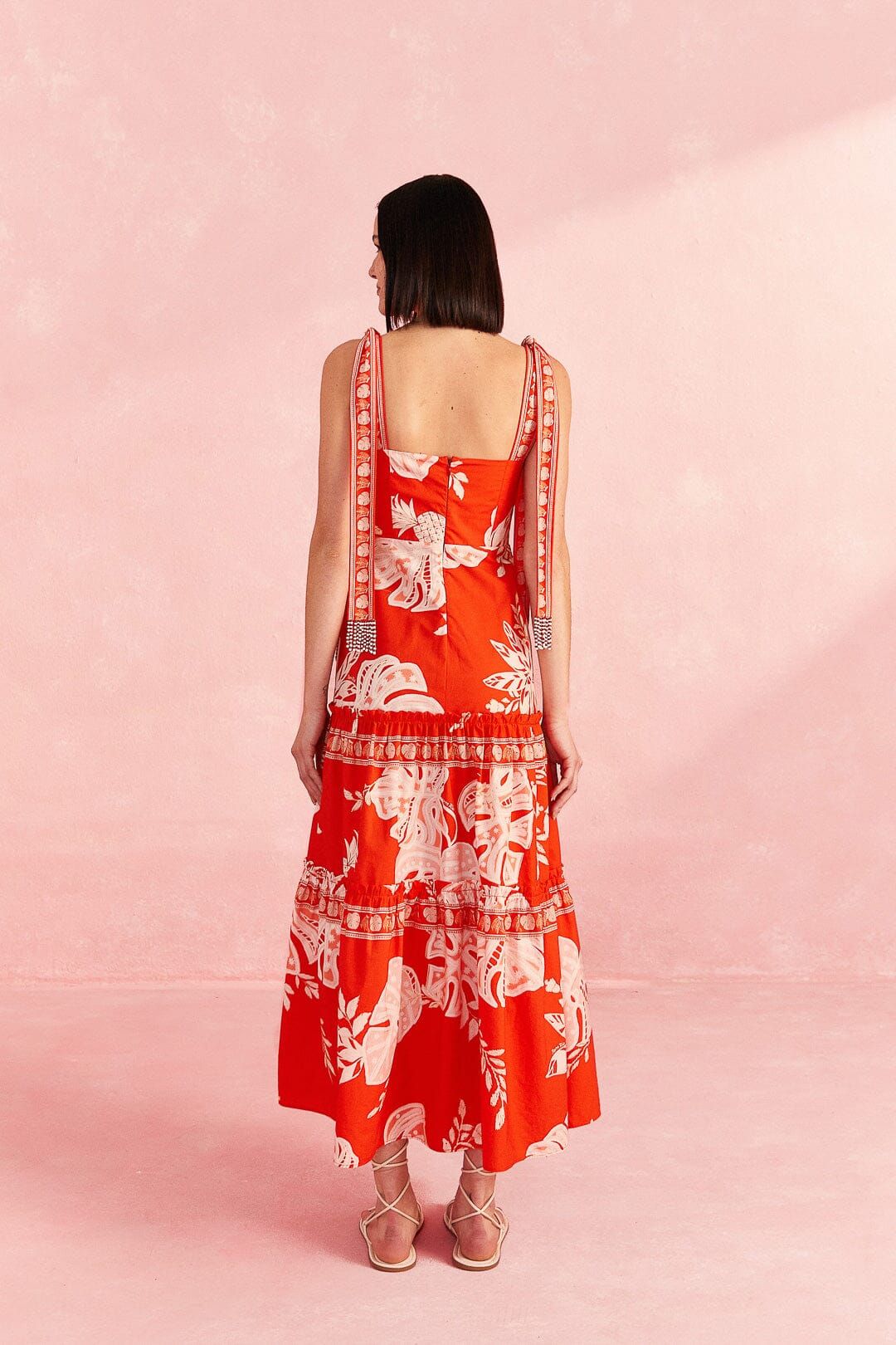 Red Lace Monsteras Midi Dress sold by FARM Rio product image thumbnail 4