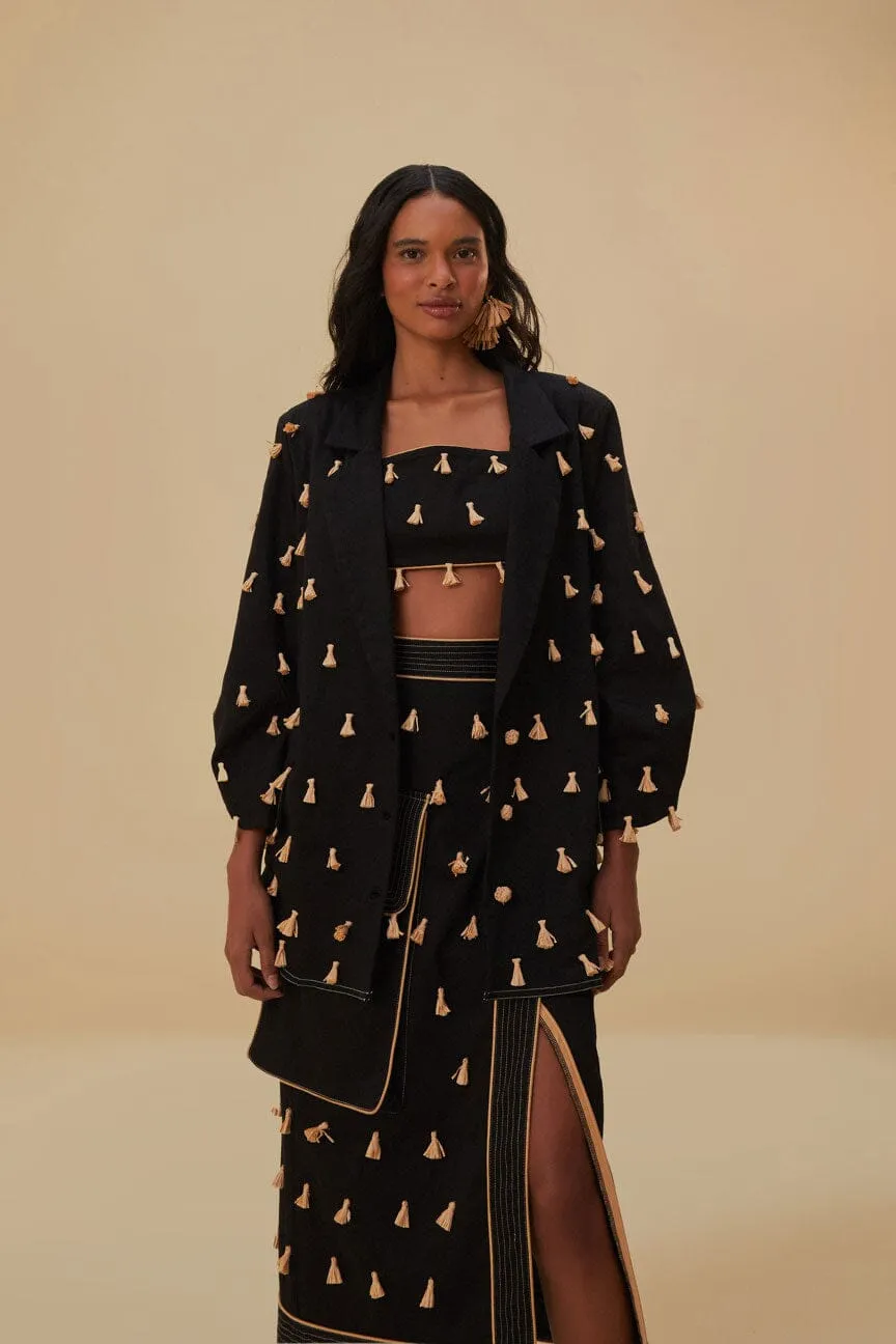 Black Raffia Fringed Skirt sold by FARM Rio product image thumbnail 3