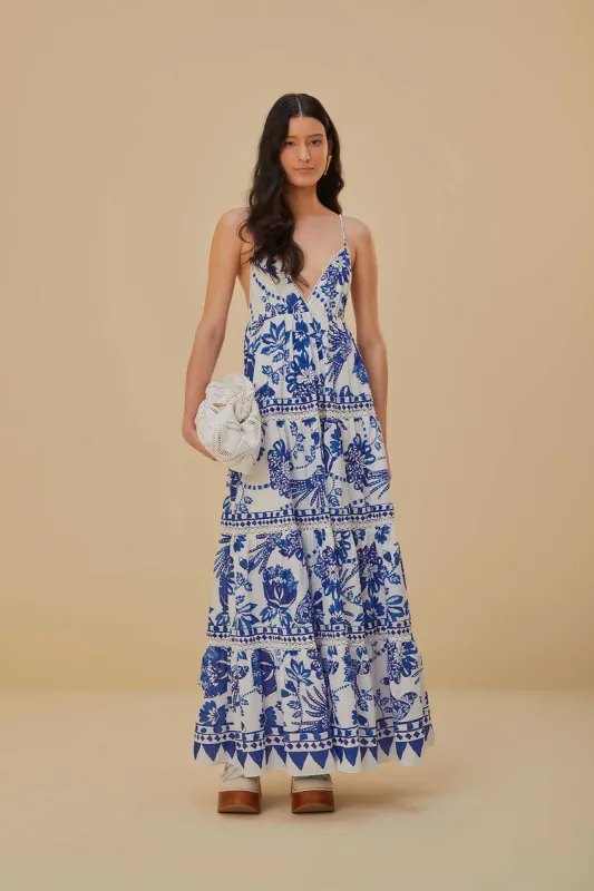 Off-White Flowerful Birds Maxi Dress sold by FARM Rio