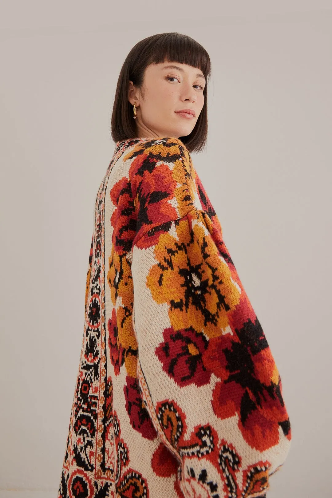 Sand Winter Tapestry Knit Cardigan sold by FARM Rio product image thumbnail 4