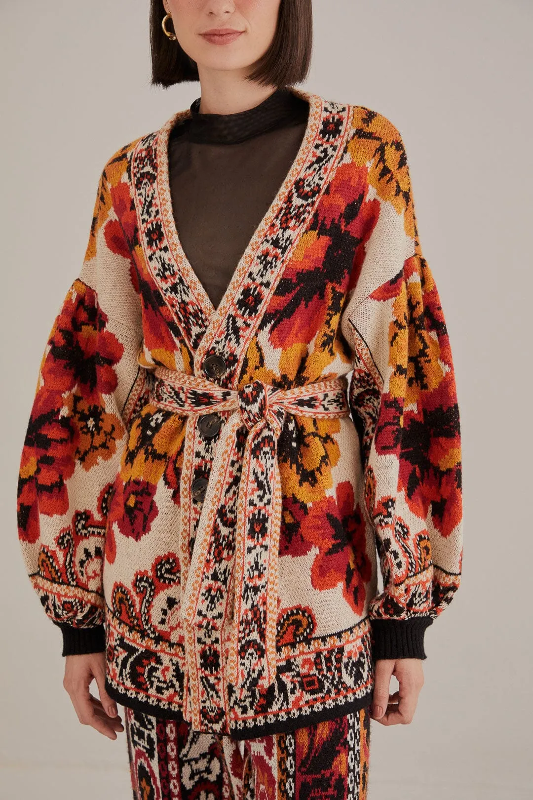 Sand Winter Tapestry Knit Cardigan sold by FARM Rio product image thumbnail 3