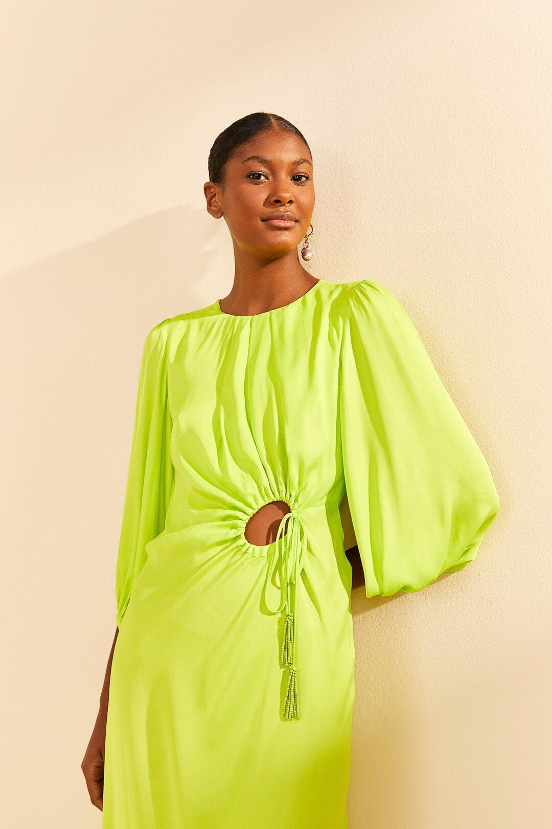Lime Circle Cut Out Lenzing™ Ecovero™ Viscose Midi Dress sold by FARM Rio product image thumbnail 3