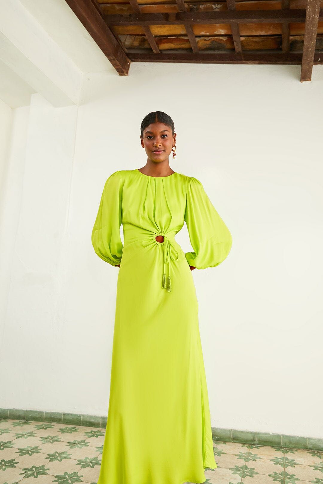 Lime Circle Cut Out Lenzing™ Ecovero™ Viscose Midi Dress sold by FARM Rio product image thumbnail 2