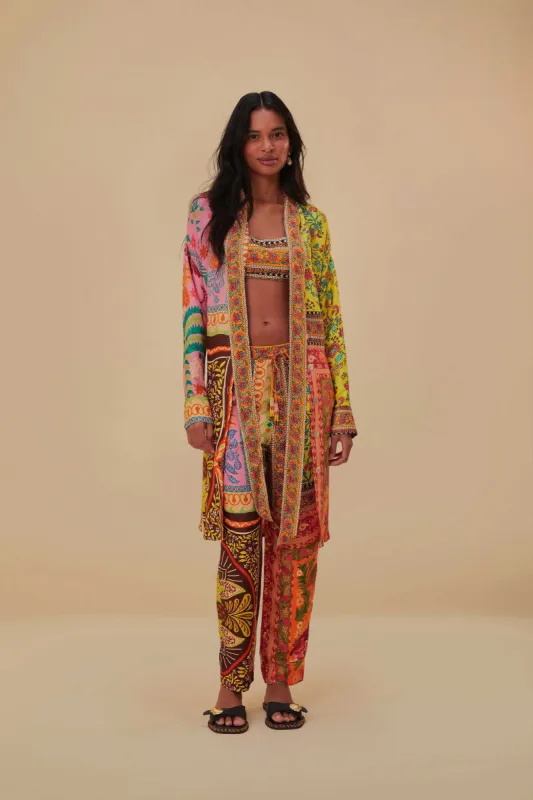 Multicolor Mixed Scarves Lenzing™ Ecovero™ Viscose Pants sold by FARM Rio