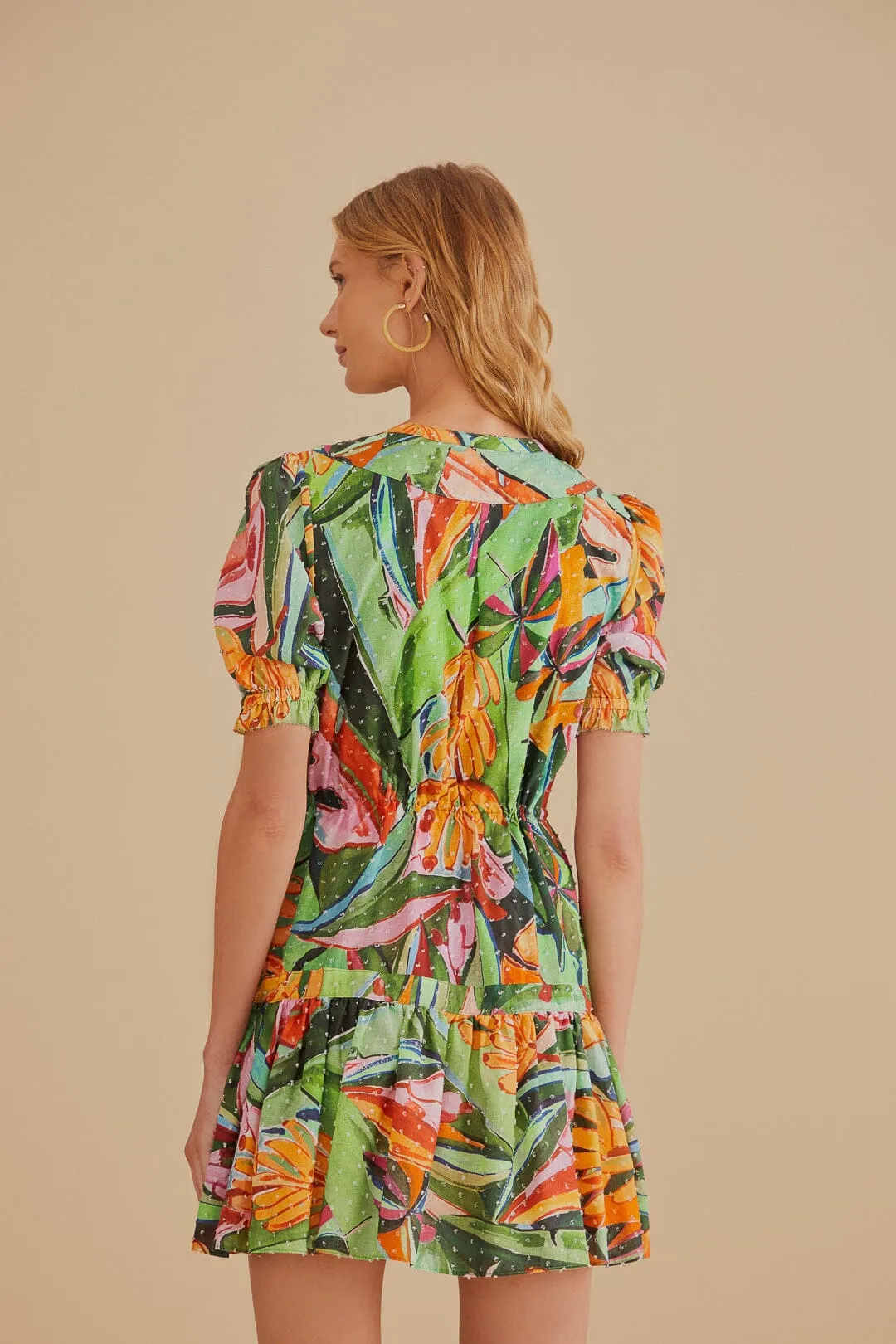 Multicolor Banana Foliage Short Sleeve Mini Dress sold by FARM Rio product image thumbnail 4