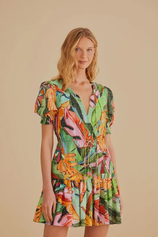 Multicolor Banana Foliage Short Sleeve Mini Dress sold by FARM Rio