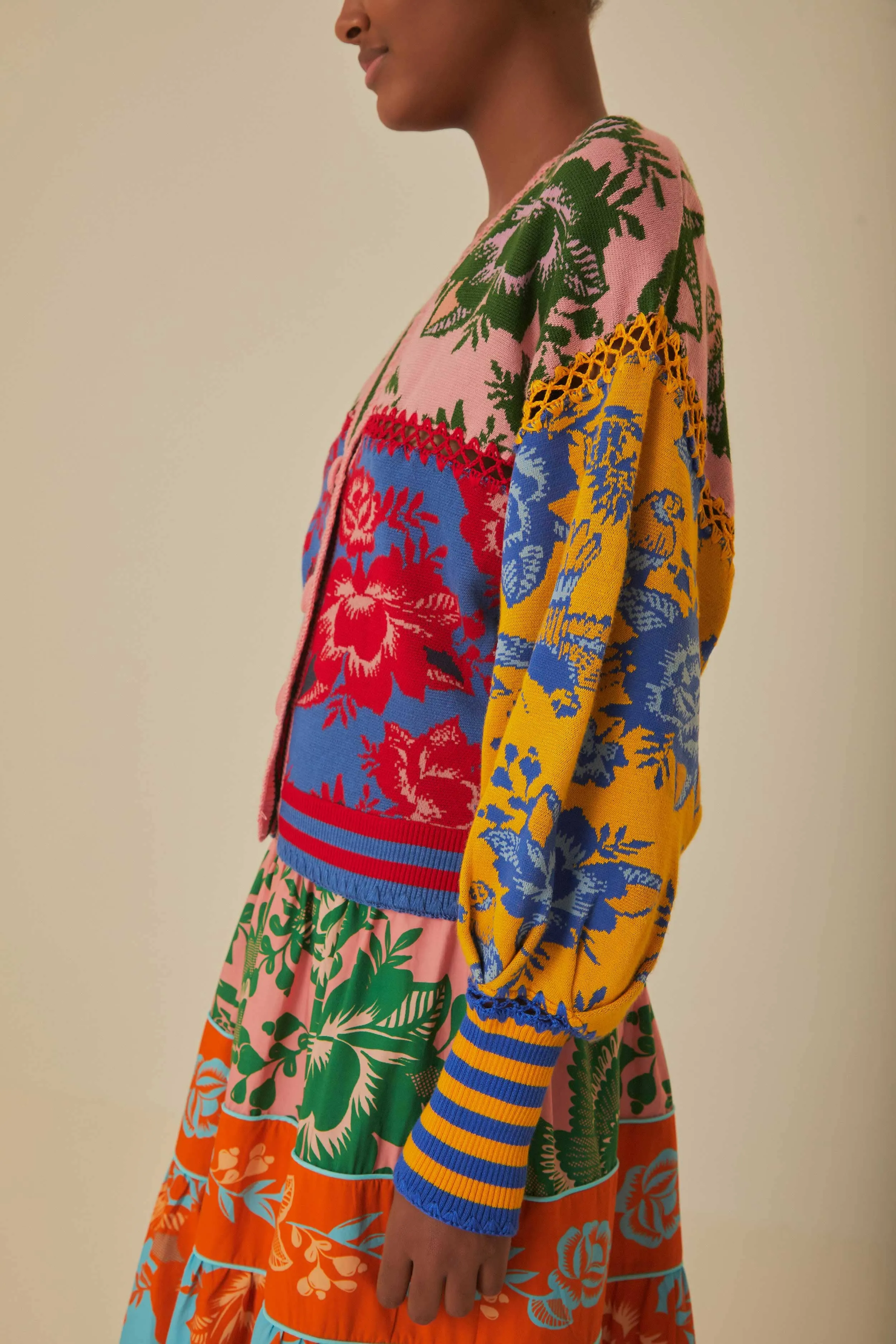 Lace Floral Patch Knit Cardigan sold by FARM Rio product image thumbnail 4