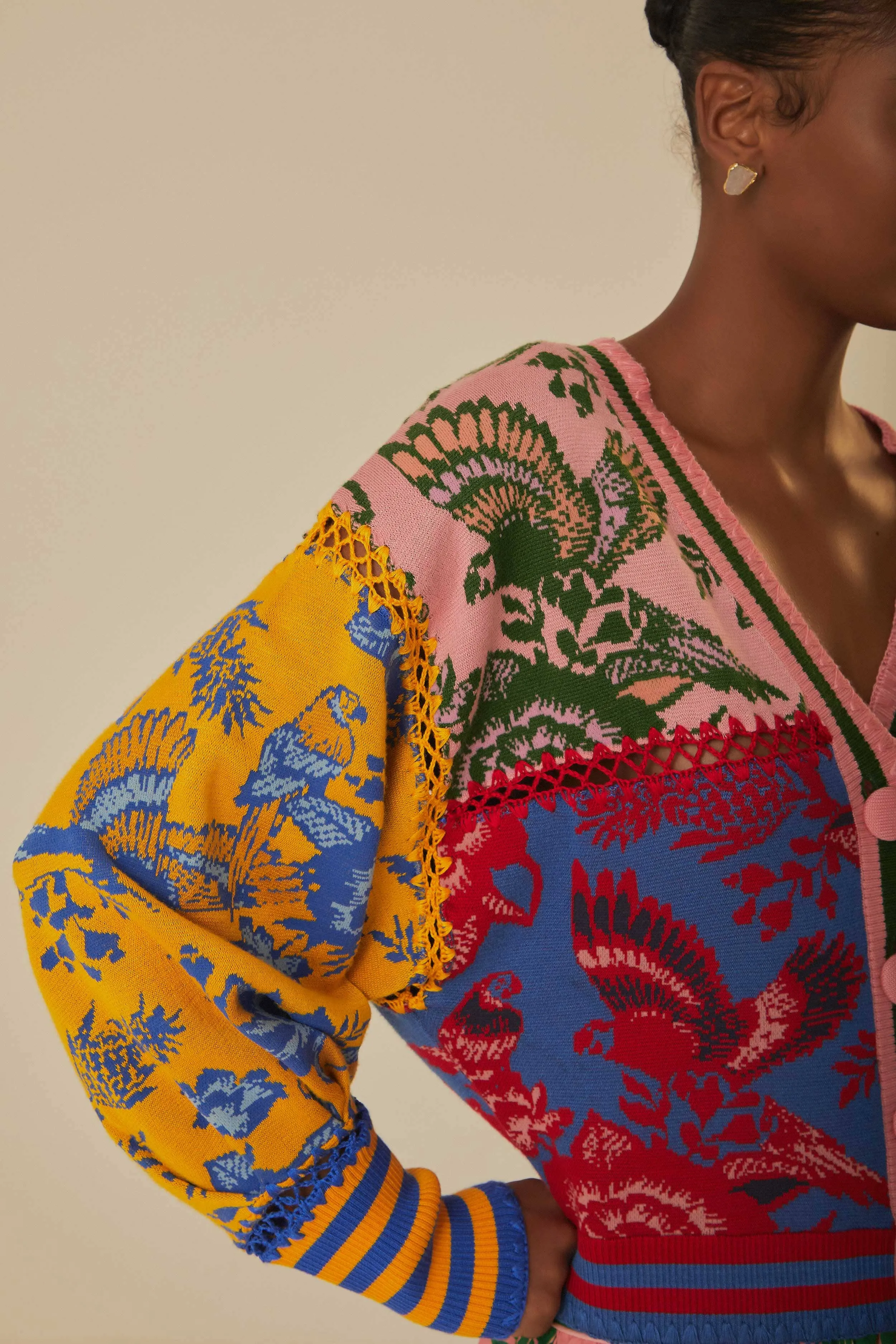 Lace Floral Patch Knit Cardigan sold by FARM Rio product image thumbnail 3