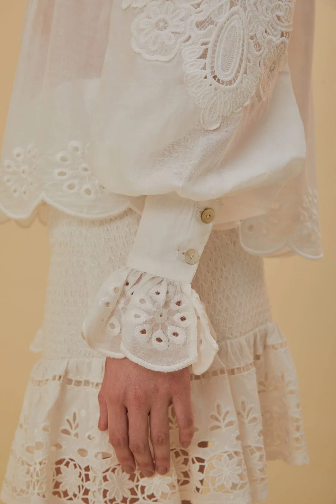 Off-White Long Sleeve Organic Cotton Blouse sold by FARM Rio product image thumbnail 4