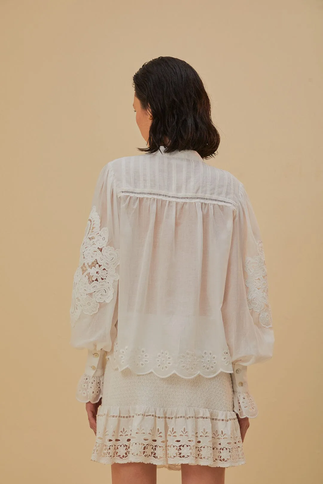 Off-White Long Sleeve Organic Cotton Blouse sold by FARM Rio product image thumbnail 5
