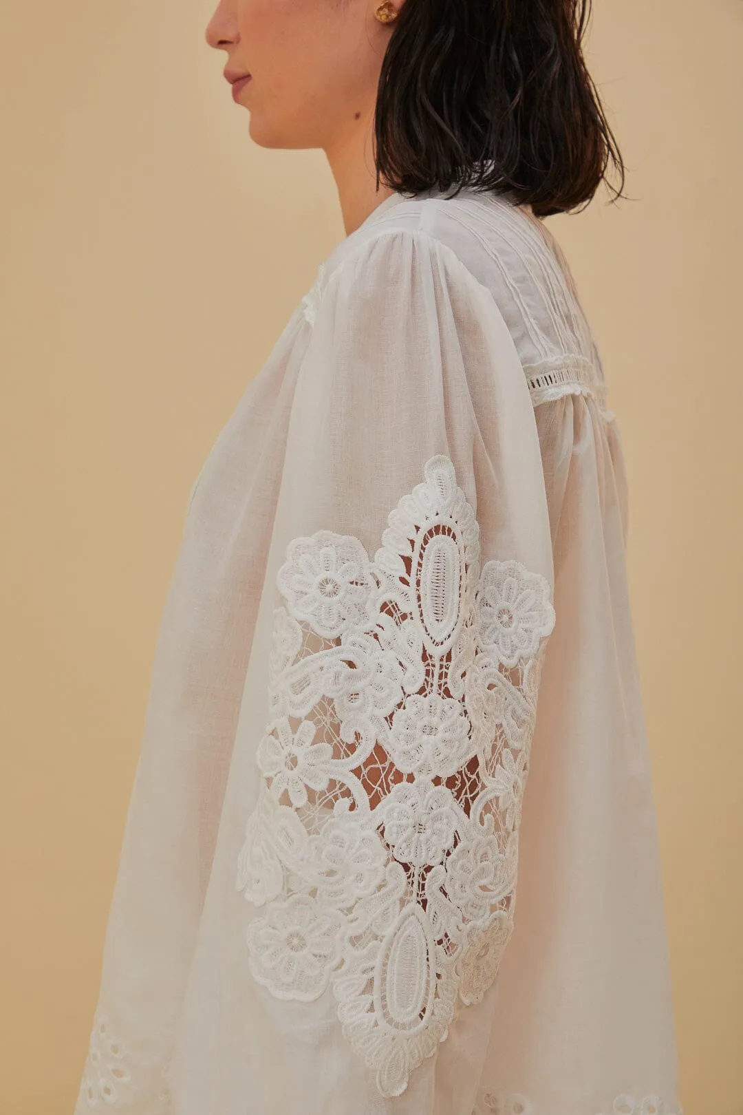 Off-White Long Sleeve Organic Cotton Blouse sold by FARM Rio product image thumbnail 3