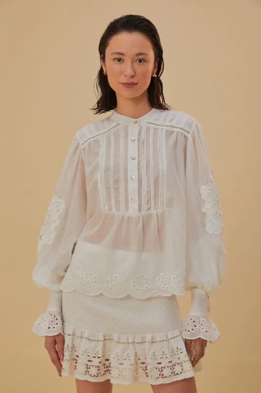 Off-White Long Sleeve Organic Cotton Blouse sold by FARM Rio