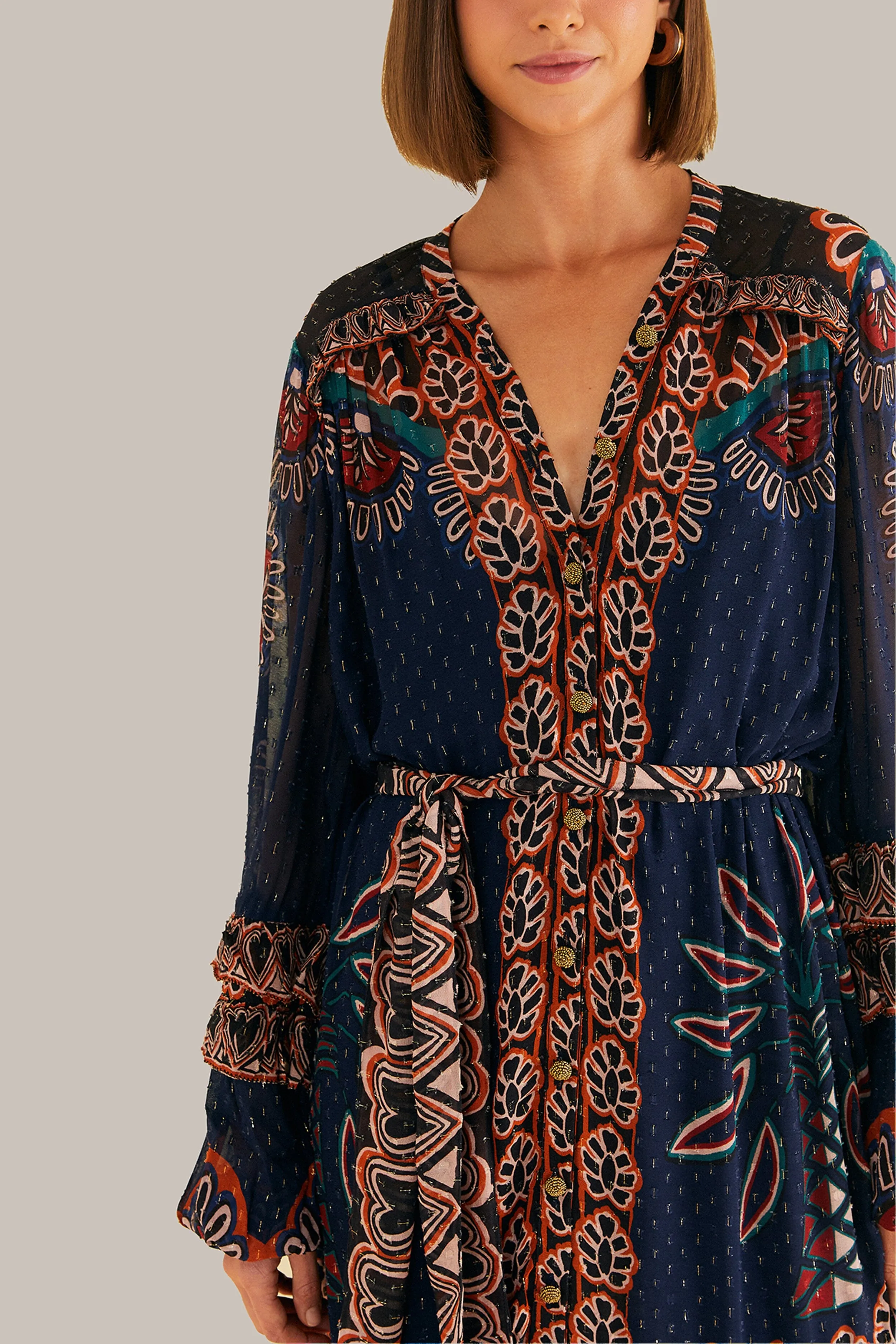 Orange Ainika Tapestry Slit Maxi Dress sold by FARM Rio product image thumbnail 4