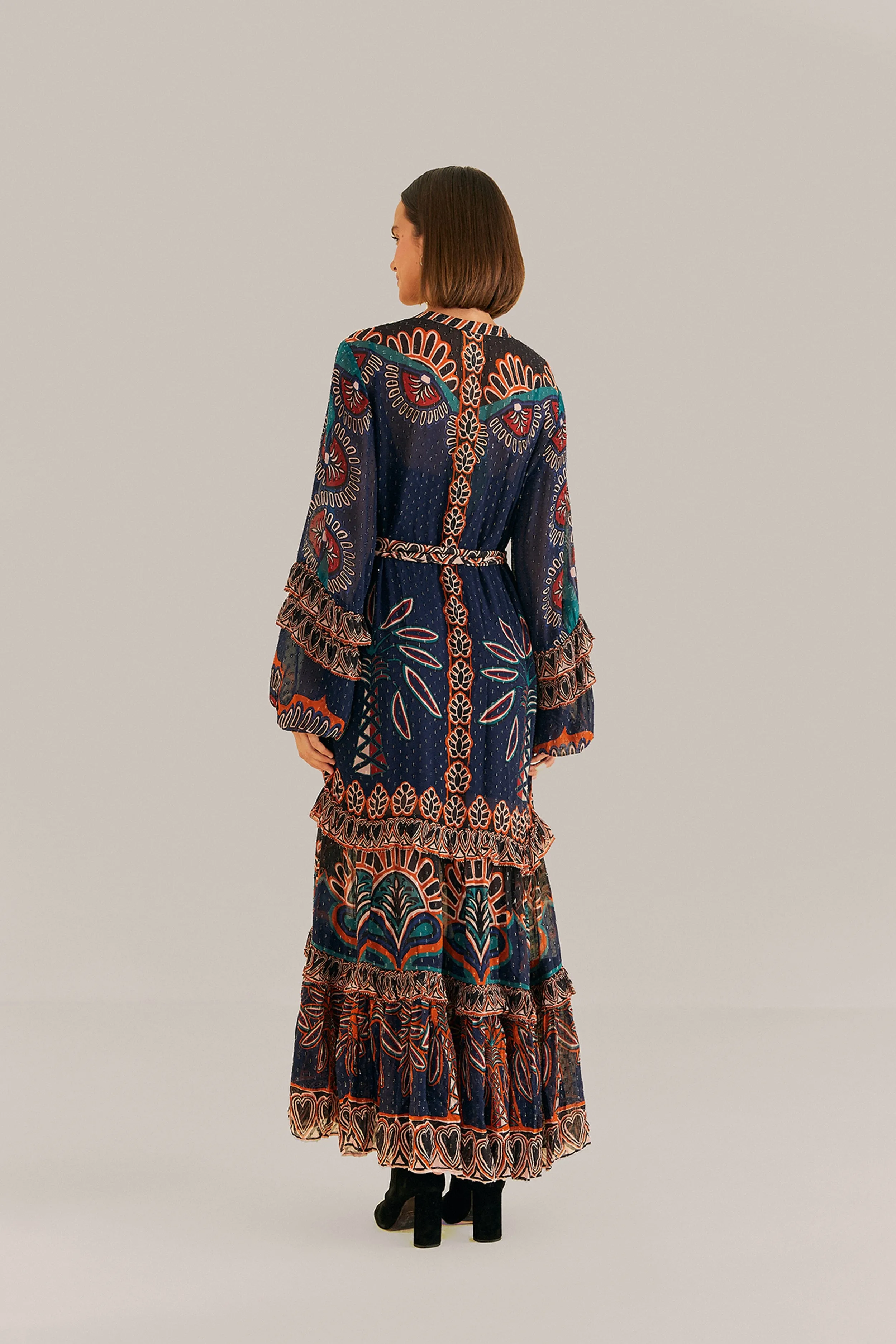 Orange Ainika Tapestry Slit Maxi Dress sold by FARM Rio product image thumbnail 5