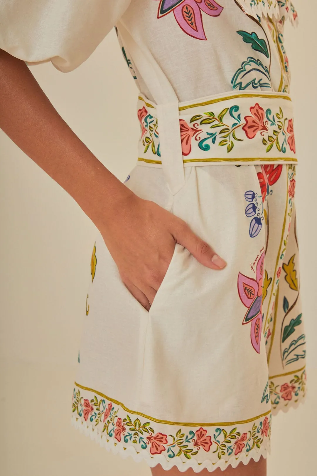 Off-White Floral Insects Romper sold by FARM Rio product image thumbnail 3