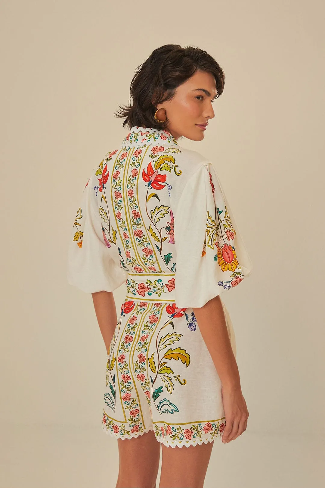 Off-White Floral Insects Romper sold by FARM Rio product image thumbnail 4