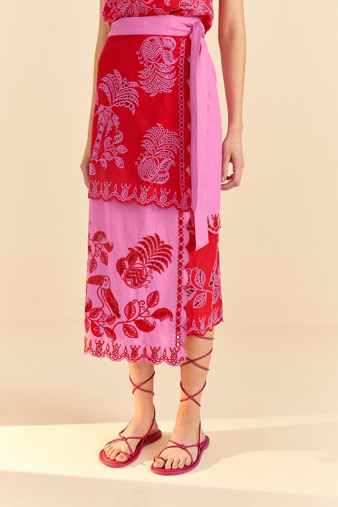 Red Palm Tree Richelieu Midi Skirt sold by FARM Rio product image thumbnail 4