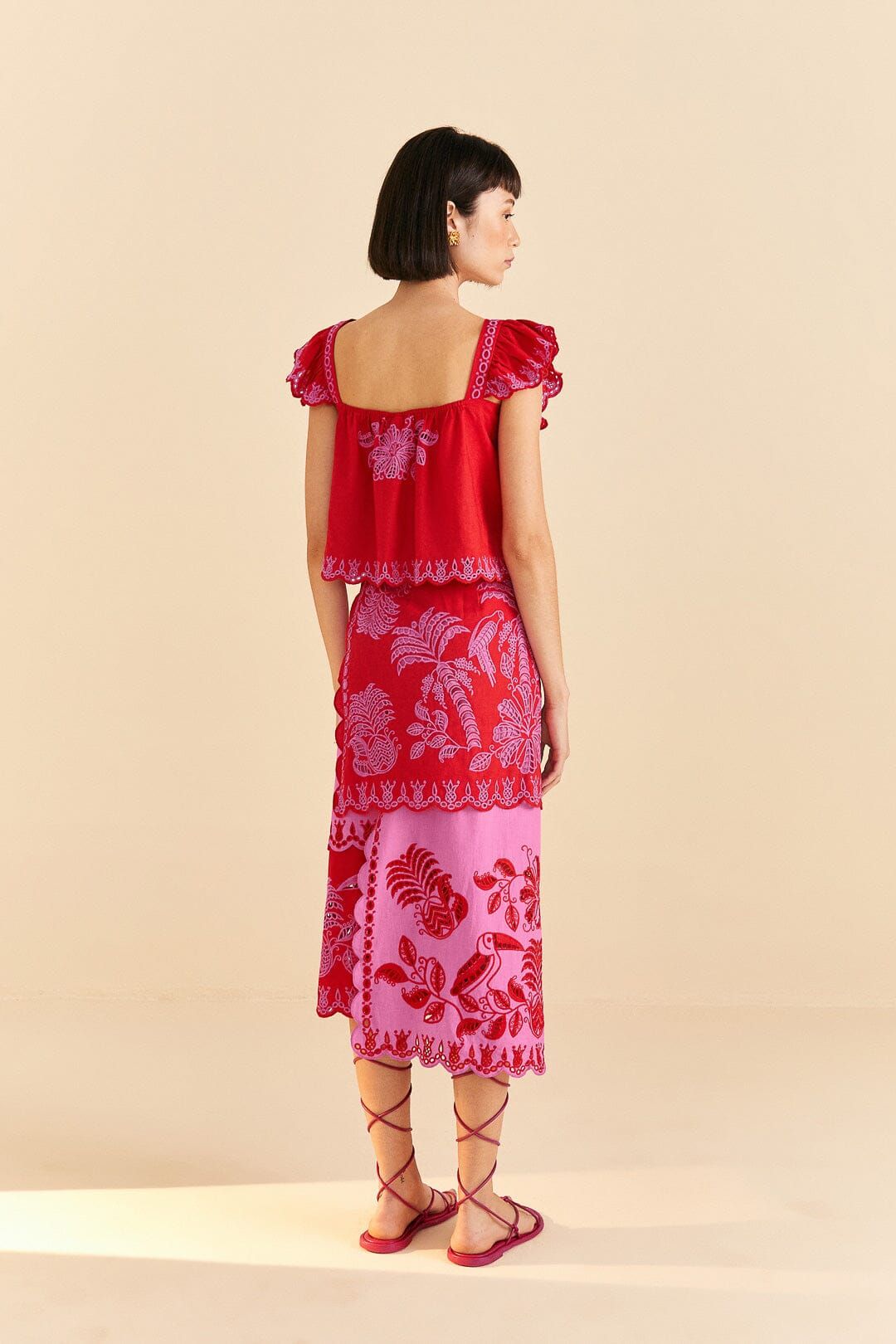 Red Palm Tree Richelieu Midi Skirt sold by FARM Rio product image thumbnail 3