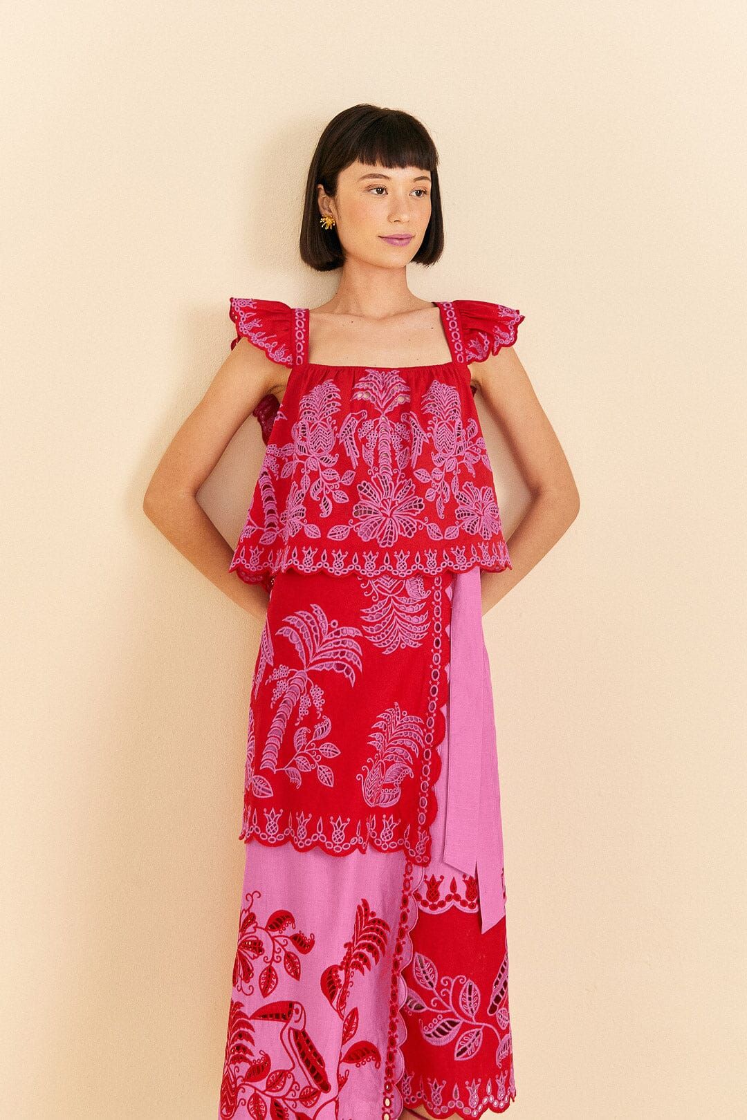 Red Palm Tree Richelieu Midi Skirt sold by FARM Rio product image thumbnail 2