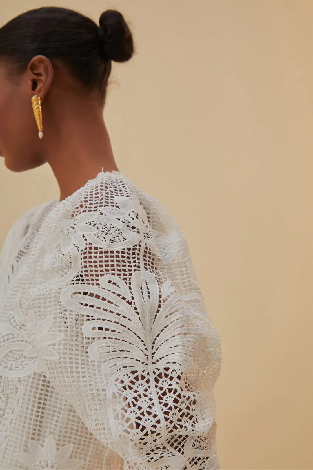 White Guipure Short Sleeve Blouse sold by FARM Rio product image thumbnail 5