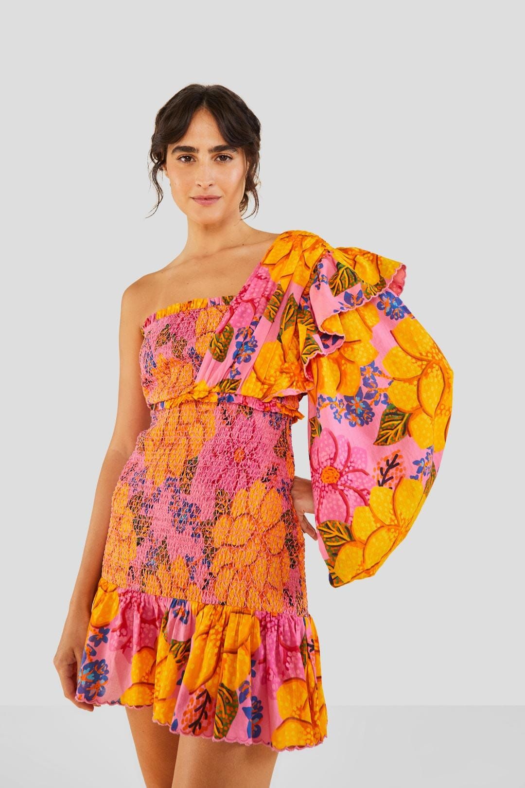 Flowers Garden One Shoulder Mini Dress sold by FARM Rio