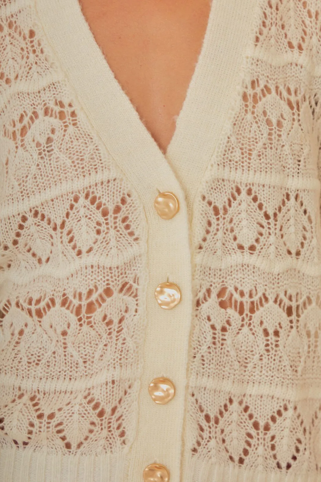 Off-White Textured Knit Cardigan sold by FARM Rio product image thumbnail 5