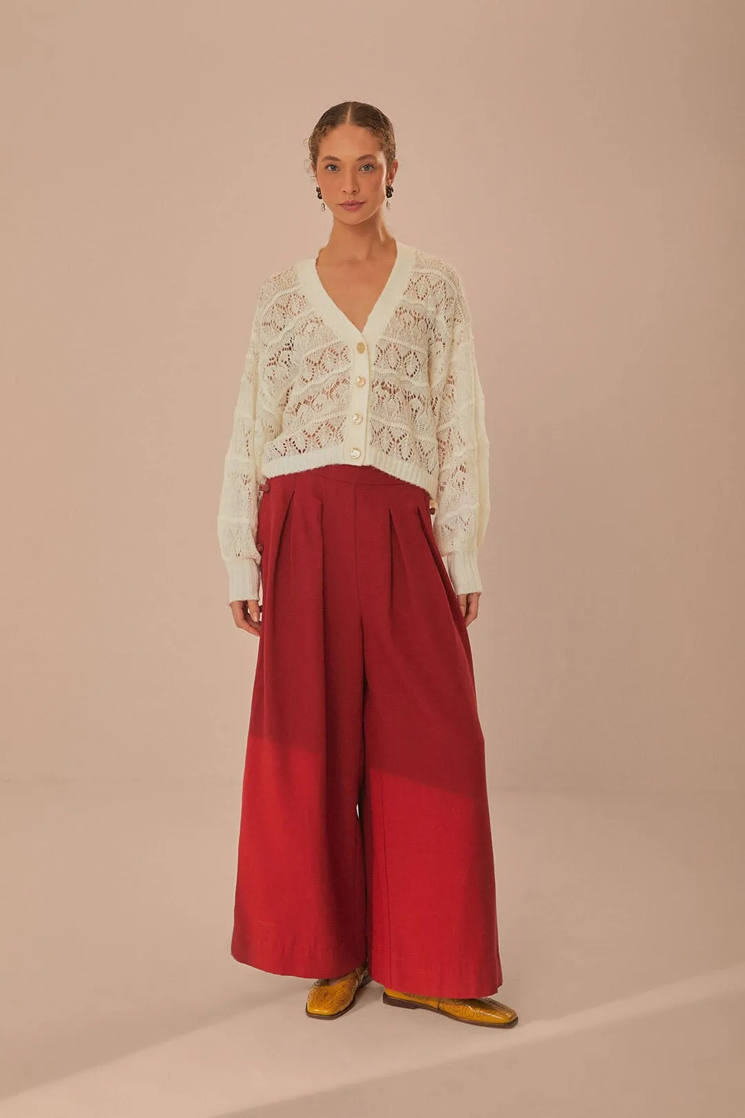 Off-White Textured Knit Cardigan sold by FARM Rio product image thumbnail 2