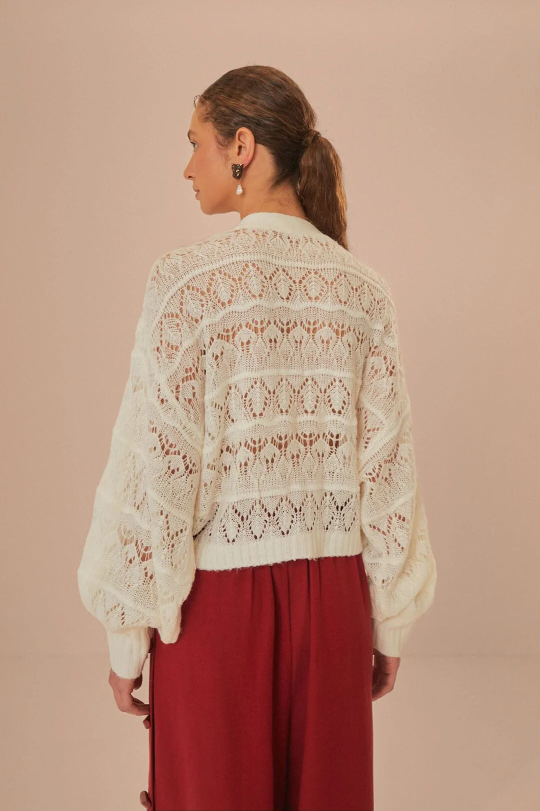 Off-White Textured Knit Cardigan sold by FARM Rio product image thumbnail 4