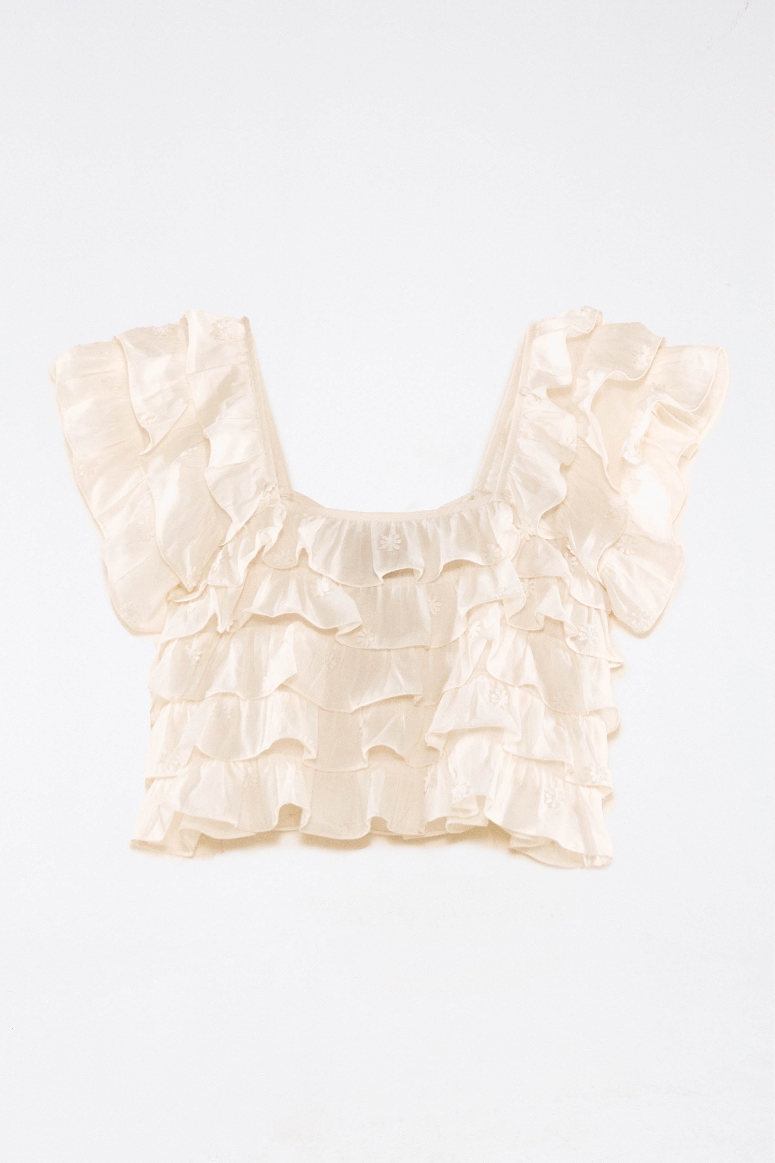 OFF-WHITE 3D FLOWER LAYERED BLOUSE sold by FARM Rio product image thumbnail 6