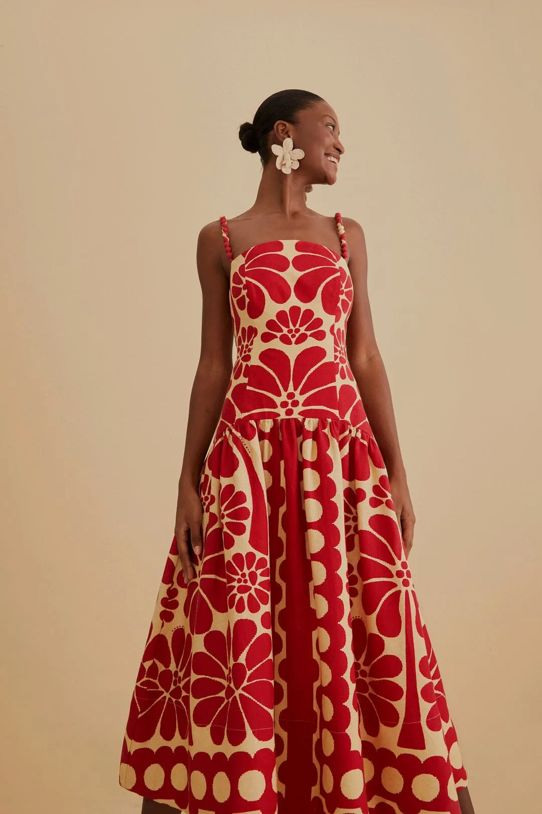 Red Palermo Sleeveless Midi Dress sold by FARM Rio