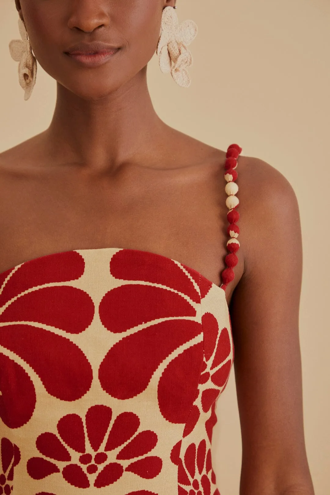 Red Palermo Sleeveless Midi Dress sold by FARM Rio product image thumbnail 3