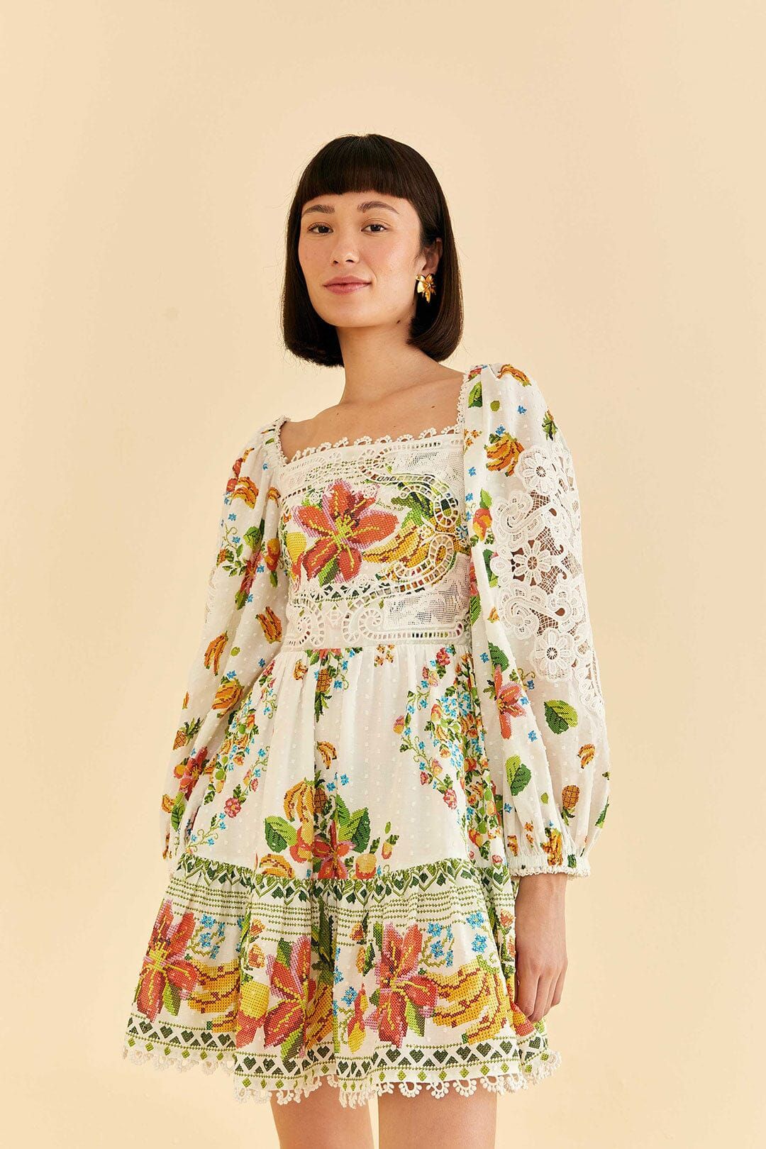 Off-White Tropical Romance Scarf Mini Dress sold by FARM Rio