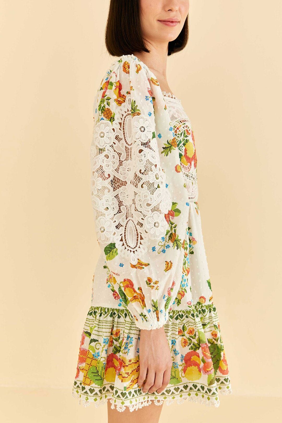 Off-White Tropical Romance Scarf Mini Dress sold by FARM Rio product image thumbnail 3