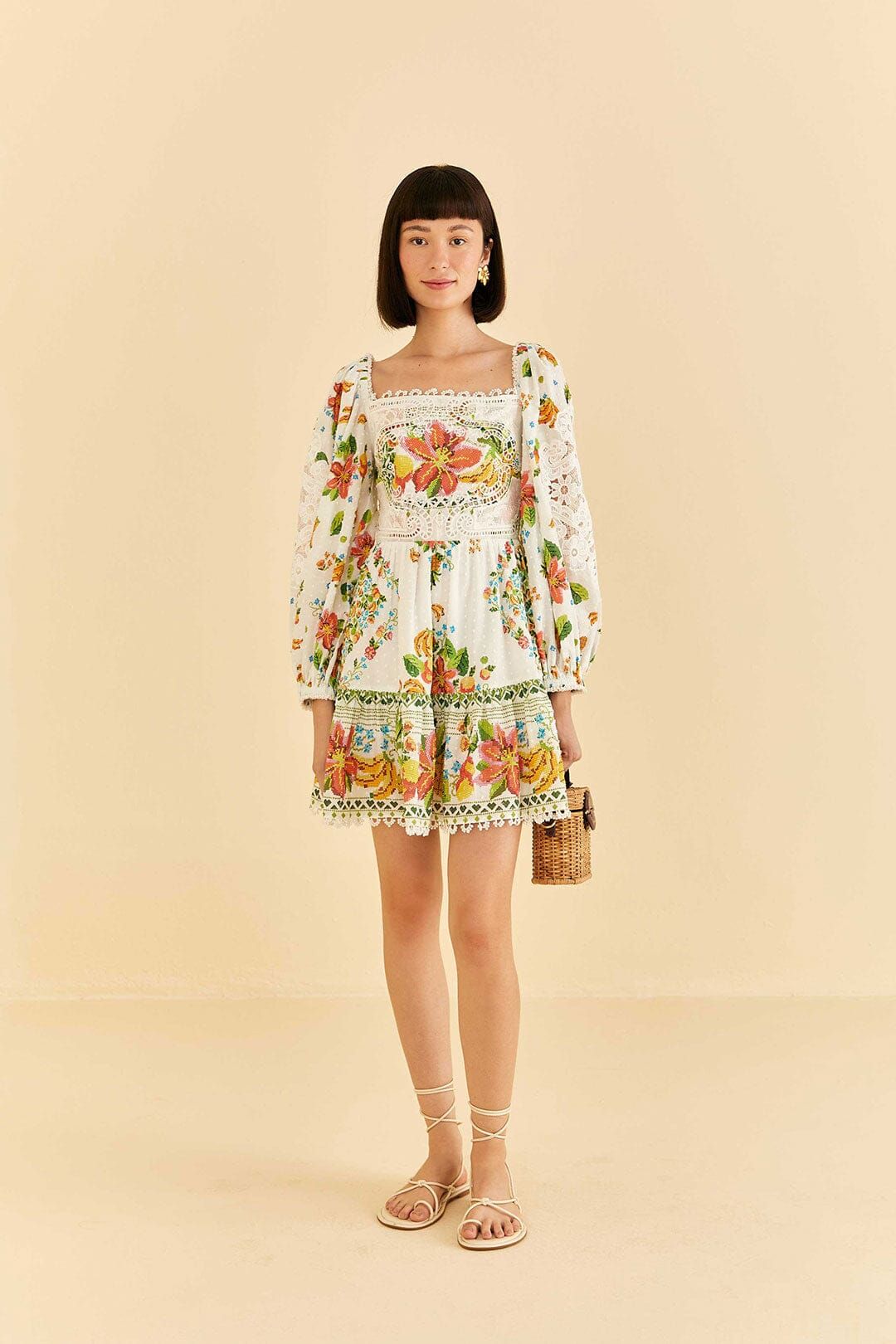 Off-White Tropical Romance Scarf Mini Dress sold by FARM Rio product image thumbnail 2